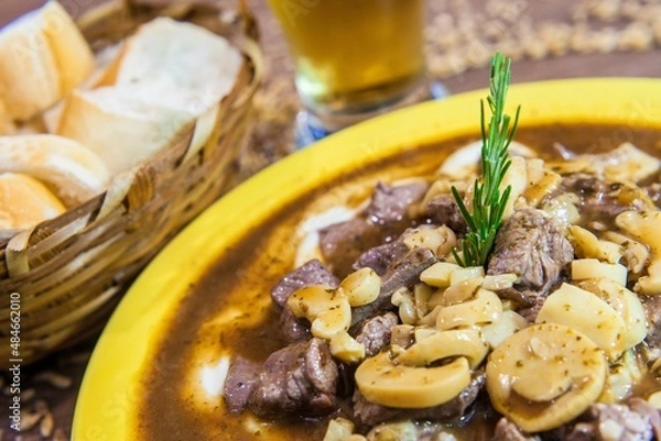 Obraz meat and mushrooms on a plate