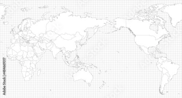 Fototapeta World simple outline blank map