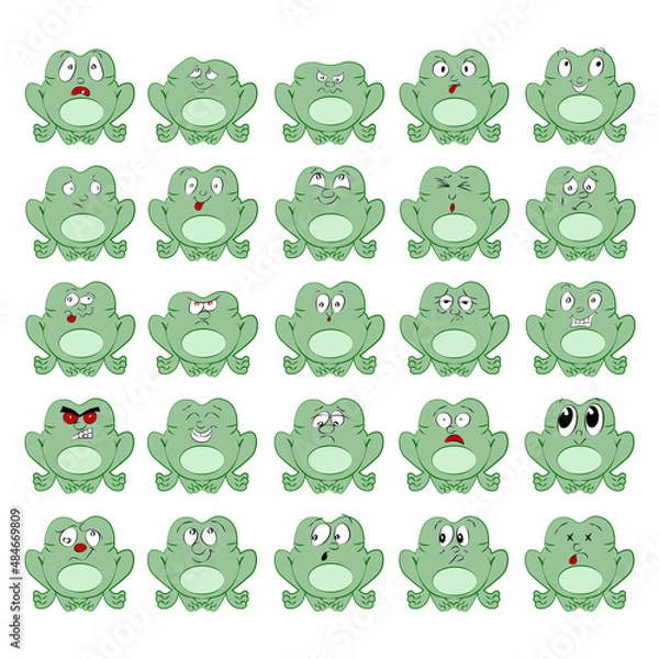 Obraz green frog. icon set. vector image