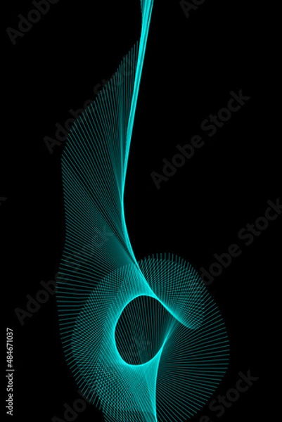 Fototapeta Abstract bright wavy lines on a dark blue background Futuristic technology illustration design The pattern of the wave line Abstract modern background for web site