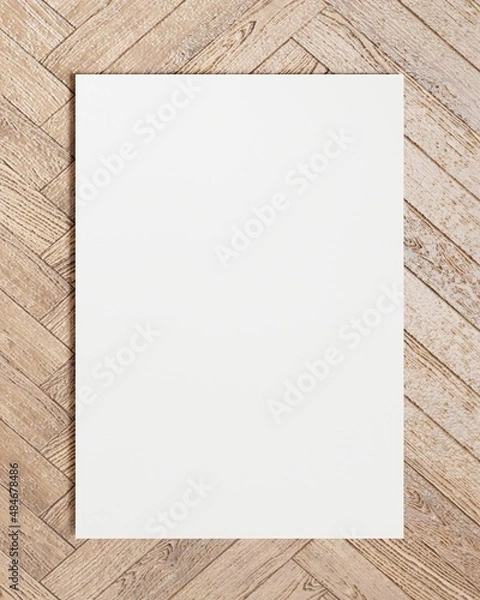 Fototapeta Blank A4 paper template on wood.