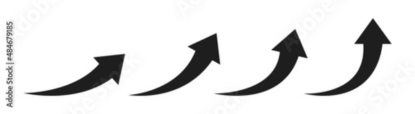 Obraz Arrow up icons. Set of curve rise increase arrows. Growth pictogram isolated. Vector illustration.