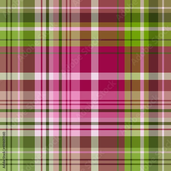 Fototapeta Seamless pattern in bright pink and green colors for plaid, fabric, textile, clothes, tablecloth and other things. Vector image.