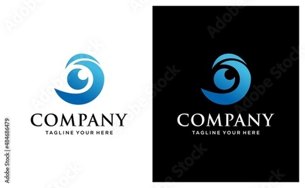 Obraz Wave and eye logo template - Vector  on a black and white background.