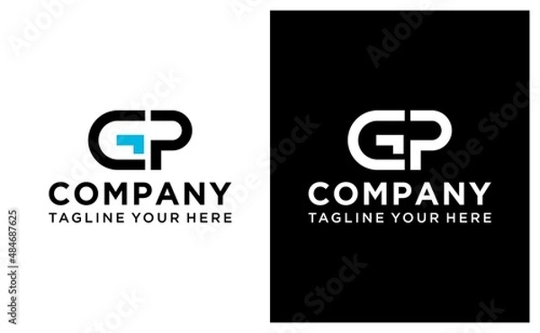 Fototapeta CGP letter initial creative modern logo design vector icon template. on a black and white background.