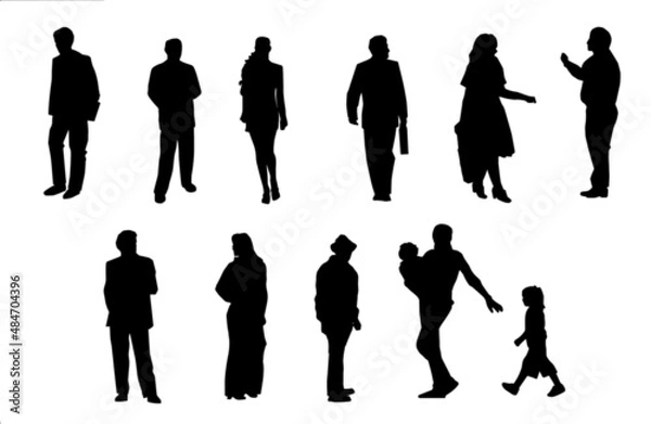 Obraz Black silhouettes of men, women and children.