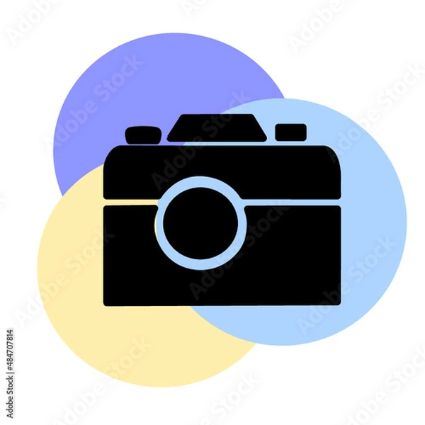 Fototapeta Vector illustration, camera, photo, icon, isolated on white background.