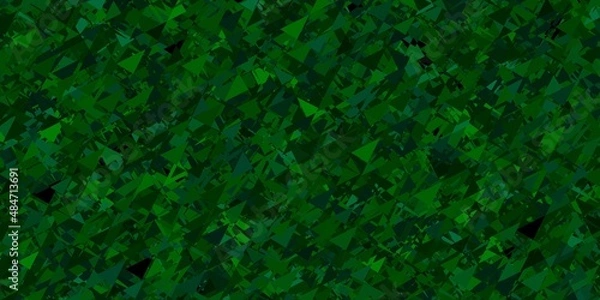 Fototapeta Dark green vector background with triangles.