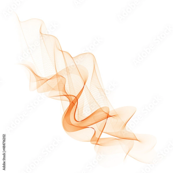 Fototapeta Abstract orange color wave design element. Abstract smooth color wavy vector. Curve flow orange motion illustration. Orange smoke wave lines.