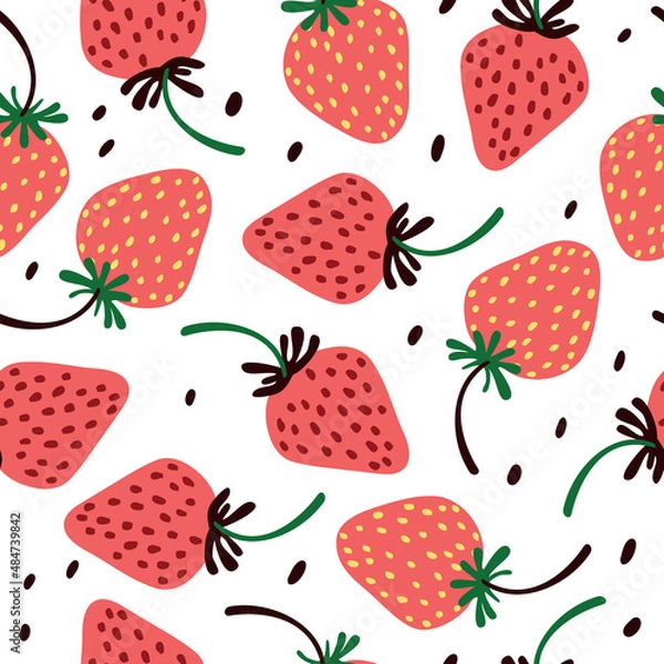 Obraz Seamless pattern with strawberries.