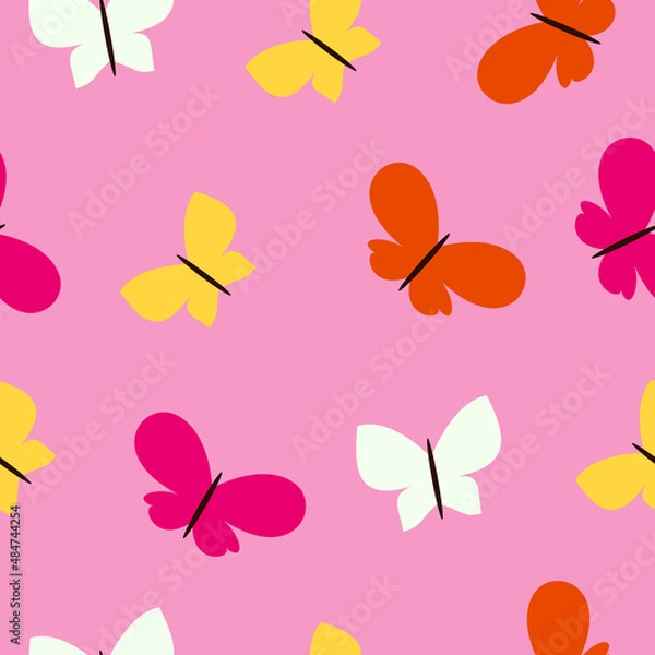 Obraz Pink butterflies pattern