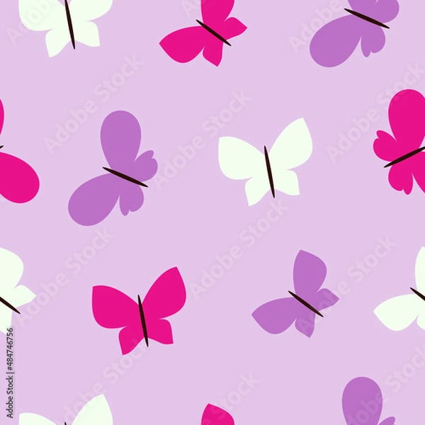 Obraz Purple butterflies pattern