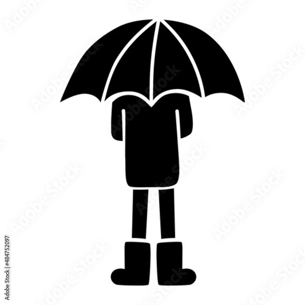Fototapeta silhouette of a man under an umbrella. Vector illustration