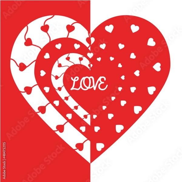 Obraz Vector Heart shape with love painting isolated on white background. Vector illustration