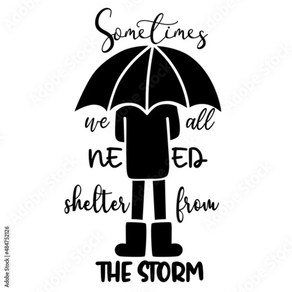 Fototapeta silhouette of a man under an umbrella. Vector illustration