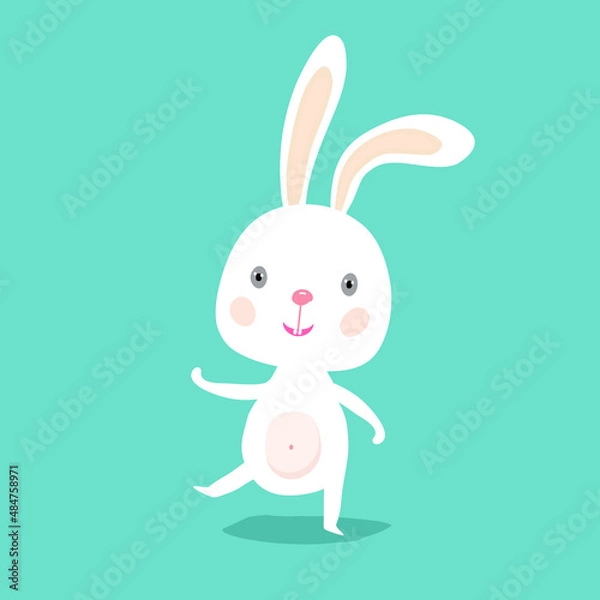 Fototapeta  Rabbit, easter Bunny,isolated on green background. Vector illustration.Cartoon character for kids and other design.
