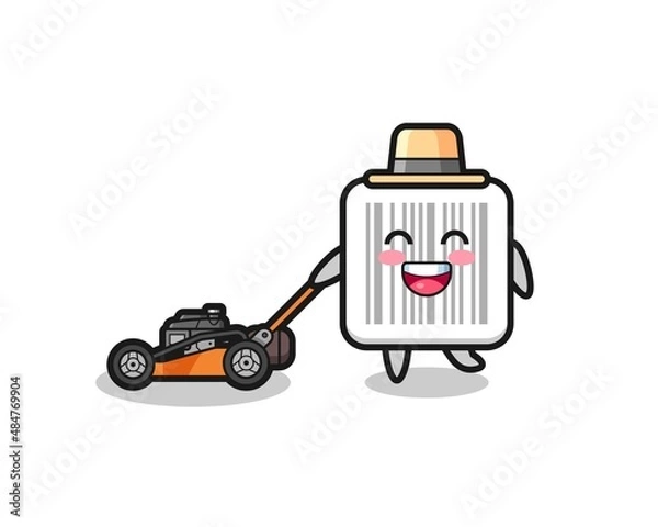 Fototapeta illustration of the barcode character using lawn mower