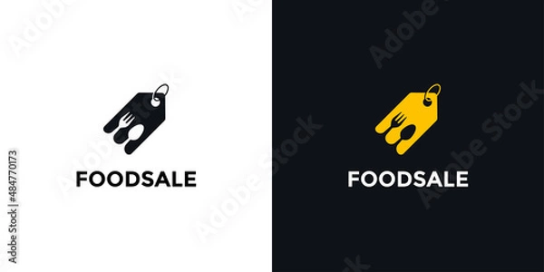 Obraz simple food, discount, fork and spoon logo template