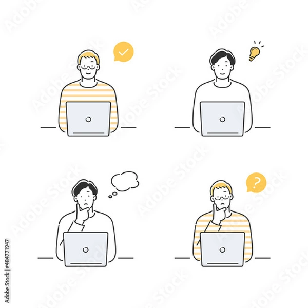 Obraz パソコンと男性 セット