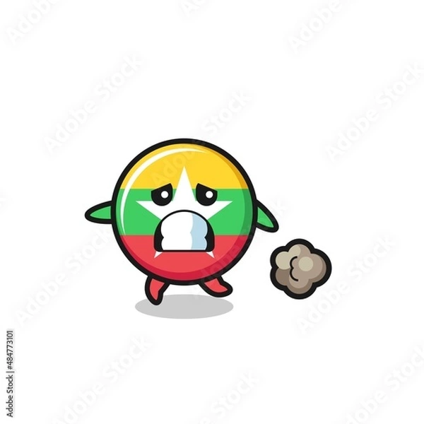 Obraz illustration of the myanmar flag running in fear