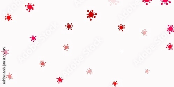 Fototapeta Light pink vector backdrop with virus symbols.