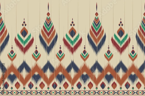 Obraz Abstract ethnic ikat pattern. Striped seamless in tribal. Aztec style. Design for background, wallpaper, vector illustration, fabric, clothing, batik, carpet, embroidery.