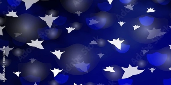 Fototapeta Dark BLUE vector background with circles, stars.
