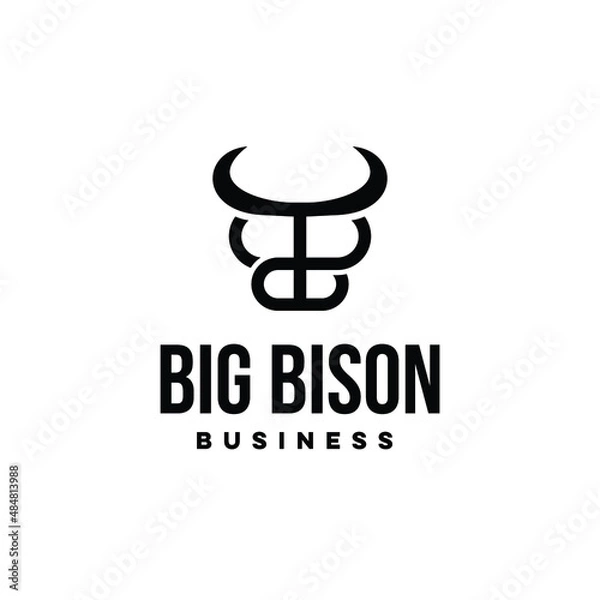 Obraz Bison logo template with BB monogram template perfect
