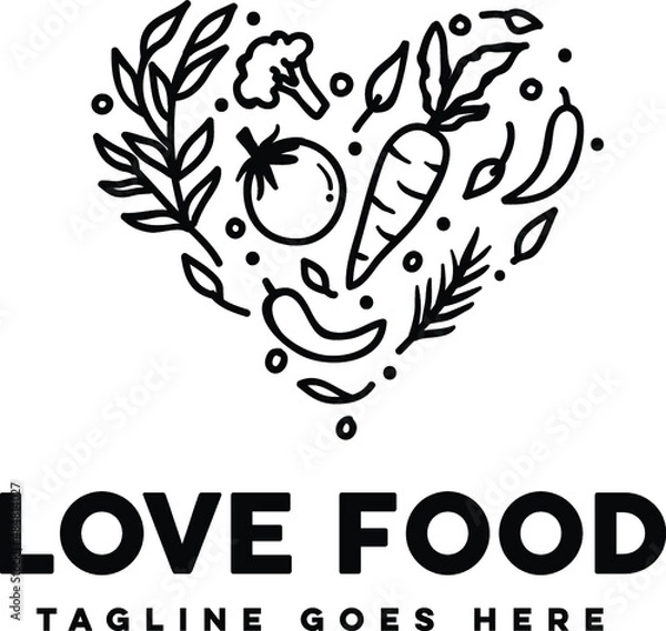 Obraz Food with heart shape logo template
