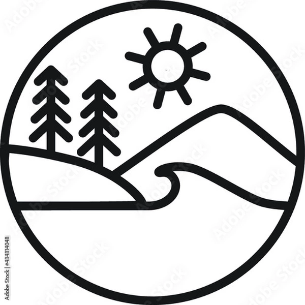 Obraz Beautiful scenery icon / symbol with line art style