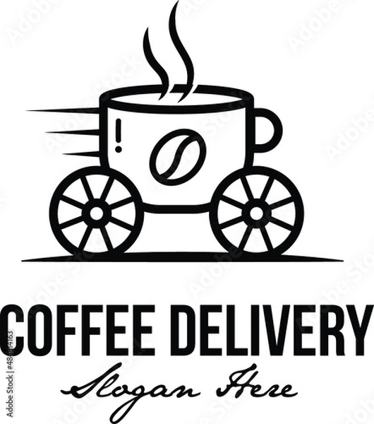 Obraz Coffee delivery or catering with carriage logo template