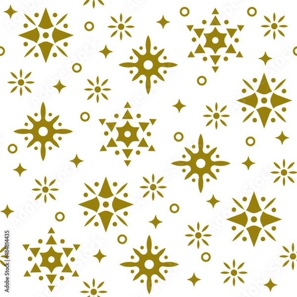 Obraz Seamless christmas pattern with snowflake and star. Perfect for wrapping paper, post card, greeting card, etc