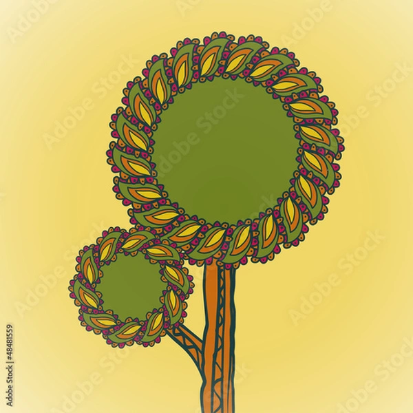 Fototapeta Illustration of decorative tree with text area