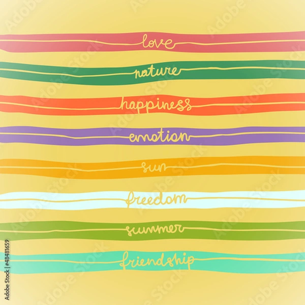 Fototapeta Illustration with words in stripes