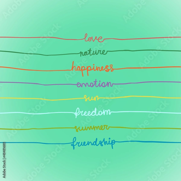 Fototapeta Illustration with words in stripes