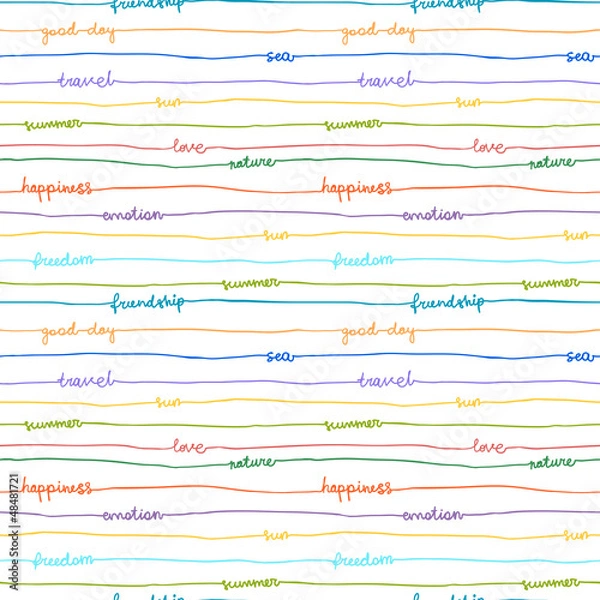 Fototapeta Seamless hand write stripe pattern with words