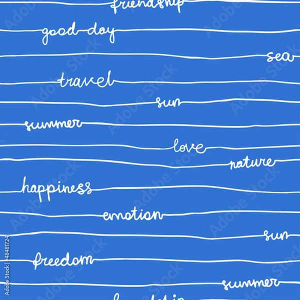 Fototapeta Seamless hand write stripe pattern with words