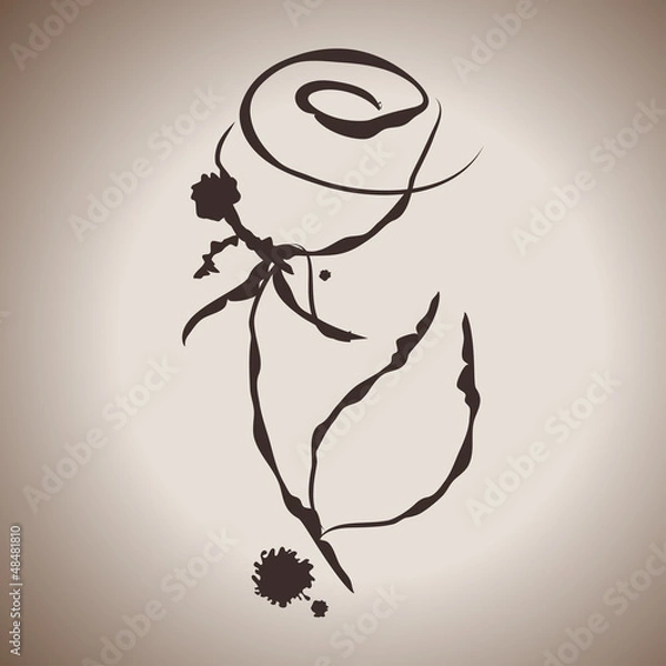Obraz Grunge elegance ink splash illustration with rose flower
