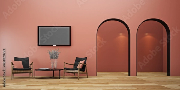 Fototapeta 3D Rendering repeatition of  curve lines makes space for product background 