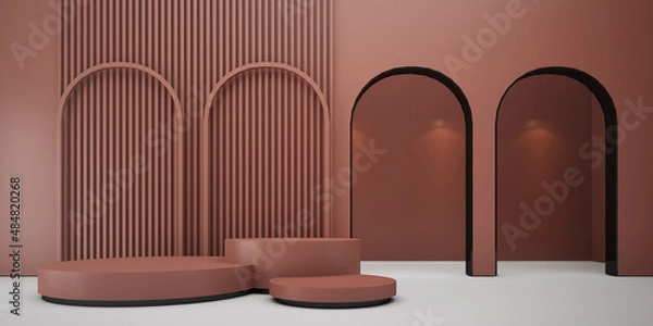 Fototapeta 3D Rendering repeatition of  curve lines makes space for product background 