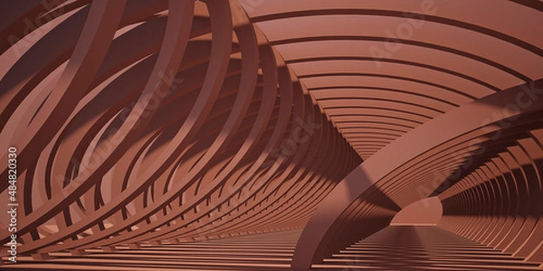 Fototapeta 3D Rendering repeatition of  curve lines makes space for product background 