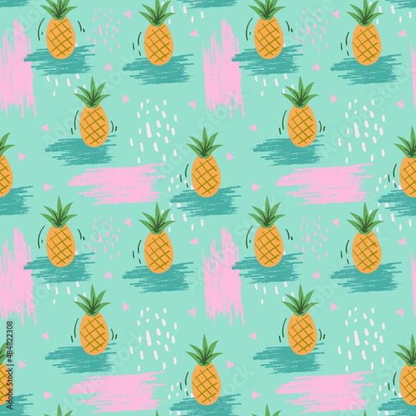 Obraz Cute seamless pineapple pattern . Perfect for textile, wrapping paper, etc