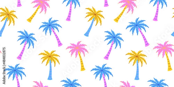 Obraz Cute seamless palm tree pattern. Retro and trendy style. 