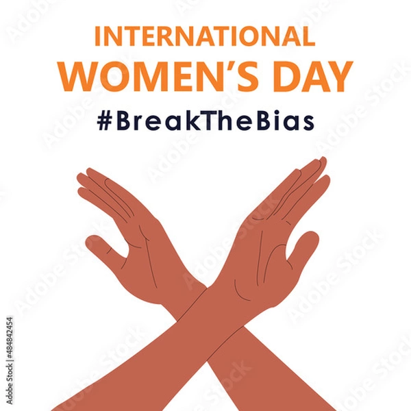 Fototapeta Crossed black arms on isolated background. International women’s day. 8th march. Break The Bias campaign. Vector illustration in flat style for banner, social networks.