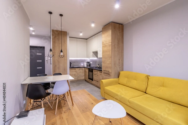 Fototapeta Very elegant and modern apartment, with nice colors in new building.