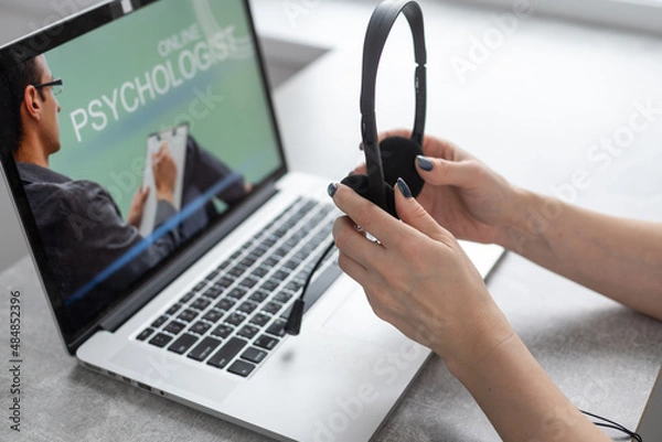 Fototapeta Online consultation by social worker, psychologist, behavior, teacher