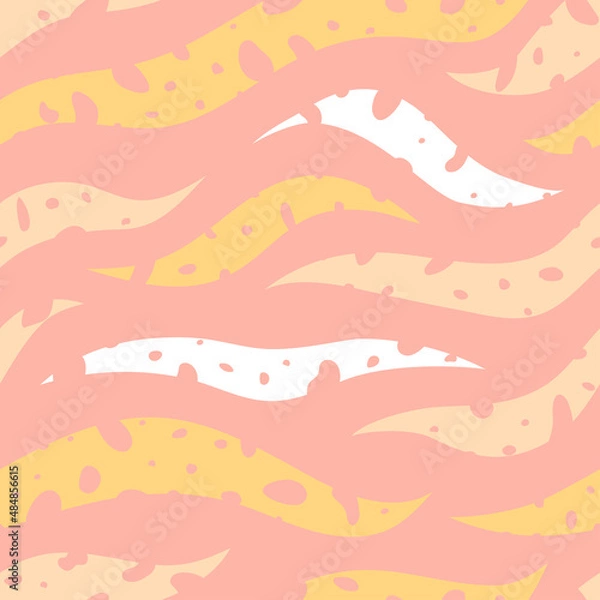 Obraz Colorfull holey waves print seamless pattern. Design for fabric, wallpaper, cover and other. Vector background. 