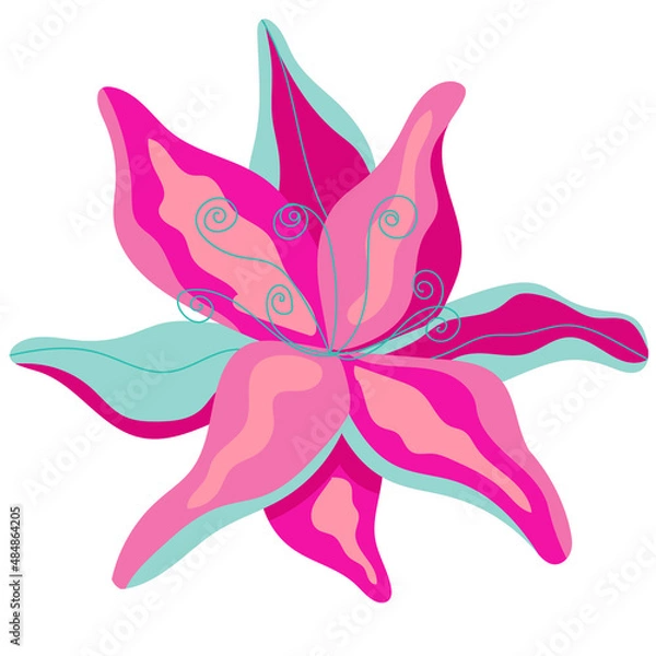 Obraz Abstract bright flowers. Flat illustration lily.