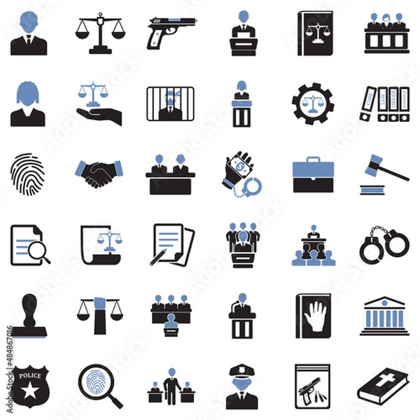 Fototapeta Law Icons. Two Tone Flat Design. Vector Illustration.