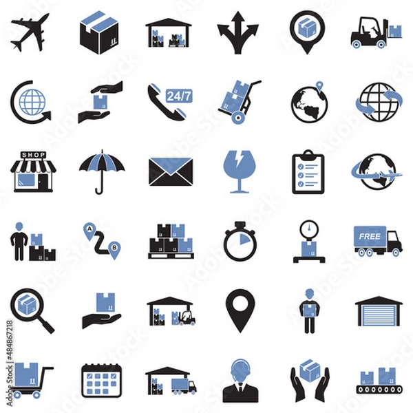 Fototapeta Logistic Icons. Two Tone Flat Design. Vector Illustration.